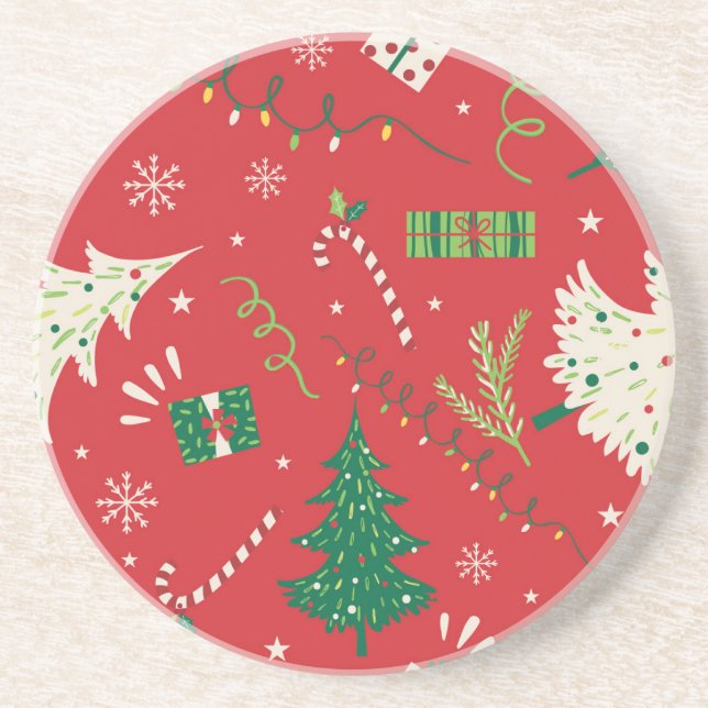 Porta-copos Natal vintage: design ornamental. (Frente)