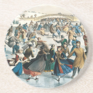 Porta-copos Natal Vitoriano Central Park Currier & Ives