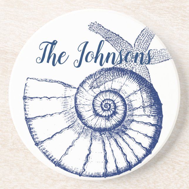 Porta-copos Nautilus Seashell e Starfish Marine Life Personali (Frente)