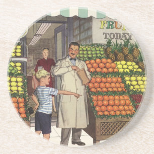 Porta-copos Negócios Antigos, Banca de Frutas com Merceeiro e 