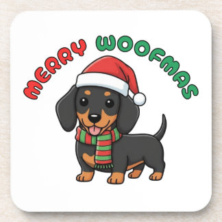 Porta copos Negra Natal Dachshund: Feliz Woofmas