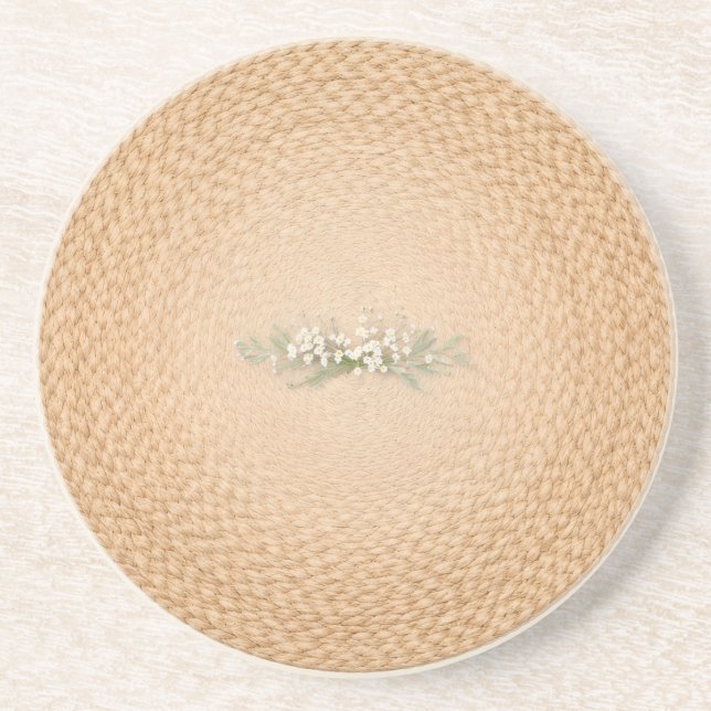 Porta-copos Neutral Farmhouse Coaster Woven Floral Look (Frente)