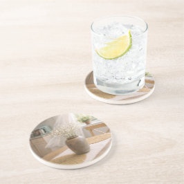 Porta-copos  Neutral Farmhouse Woven Look Floral Coasters