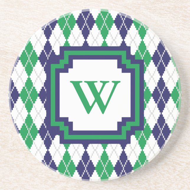 Porta-copos No Green Argyle Sandstone Coaster (Frente)