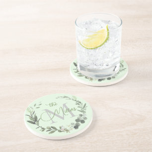 Porta-copos Nome da Família Botânica de Aquarela Elegante Mono