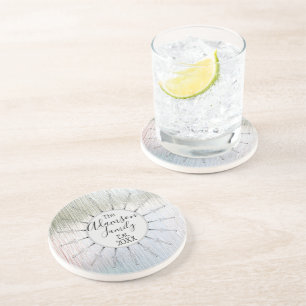 Porta-copos Nome da Família Elegante Mandala Personalizada