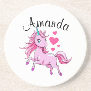 Porta-copos Nome da Garota Unicorn de Salto Rosa Vibrante