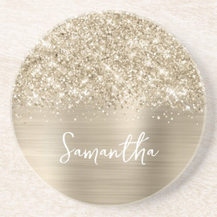 Porta-copos Nome Glam Dourado Pálido Brilhante