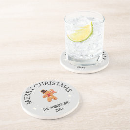 Porta-copos Nome personalizado Feliz Natal Gingerman cinza