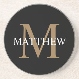Porta-copos Nome Personalizado Monograma Preto