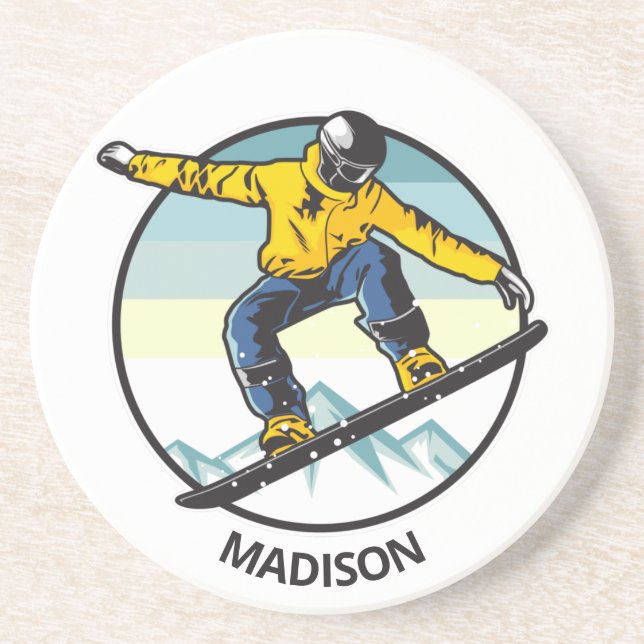 Porta-copos Nome personalizado SNOWBOARDER (Frente)