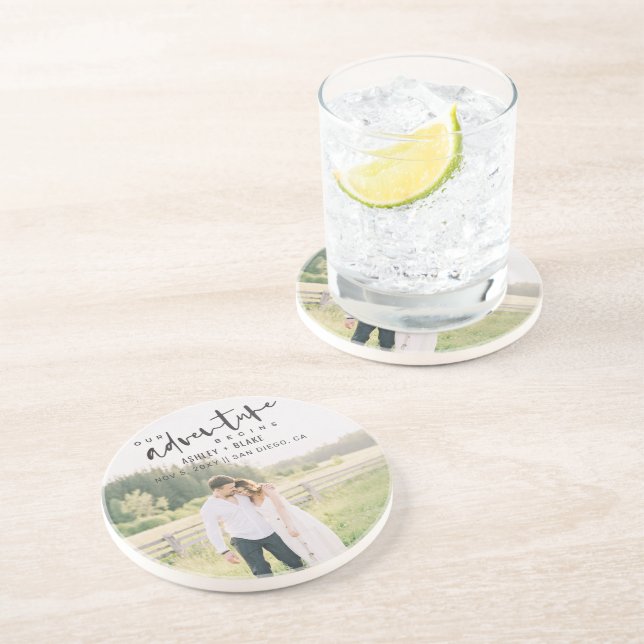 Porta-copos Nossa Aventura Começa Script Foto Salvar Data (Lateral)