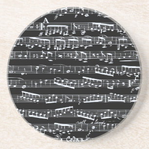 Porta-copos Notas de música em preto e branco