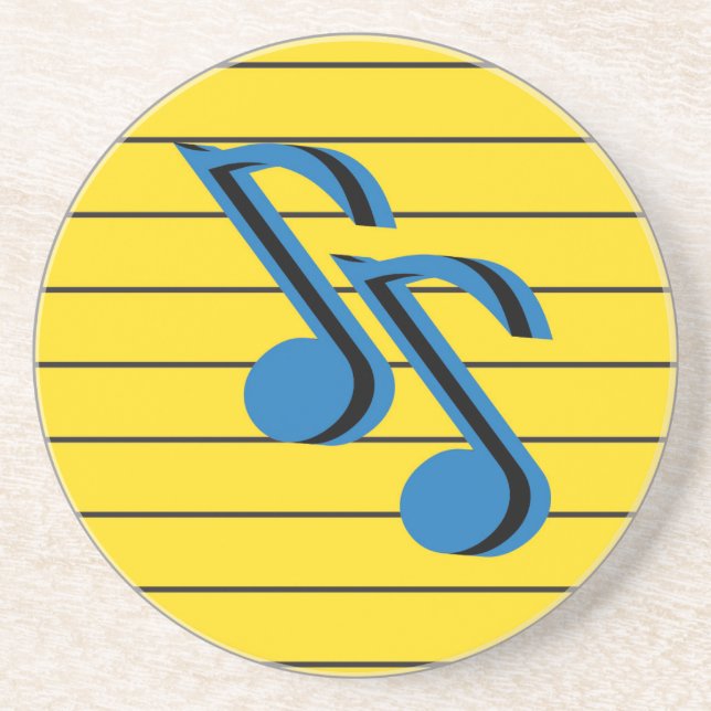 Porta-copos Notas musicais azuis em um bloco de notas (Frente)