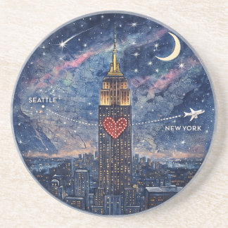 Porta-copos NYC para Seattle Christmas Coaster