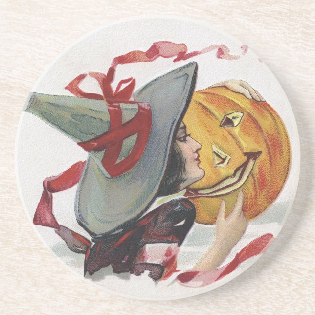 Porta-copos O Beijo da Bruxa: Um Jack o Lanterna no Halloween (Frente)