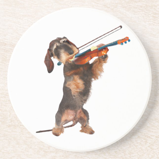 Porta-copos O Dachshund De Cabelo Wirecional Tocando Um Violin (Frente)