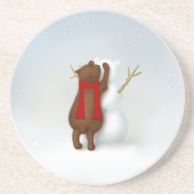 Porta-copos O Urso Bebê Bonito de Neve de inverno (Frente)