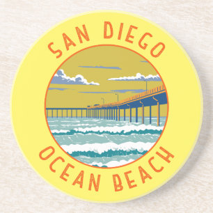 Porta-copos Ocean Beach San Diego Viagem Art Vintage