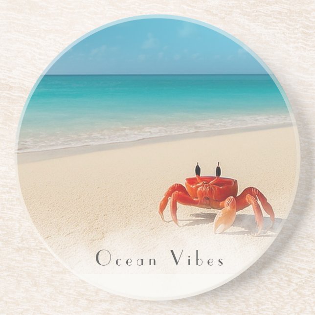 Porta-copos Ocean Vibes - Caranguejo Sandstone Personalizável (Frente)