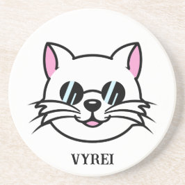 Porta-copos Óculos Pretos Vestidos de Gatos Brancos / Óculos e