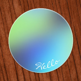 Porta-copos Olá turquesa verde azul holográfica moderna