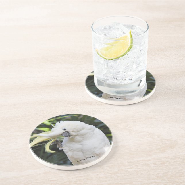 Porta-copos Ondas de pássaro de papagaio amável Cockatoo em Pa (Lateral)