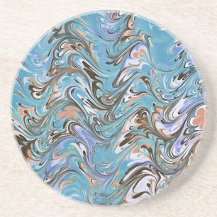 Porta-copos Ondas Em Abstrato De Arte Azul Acrílica
