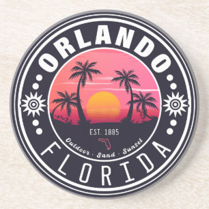 Porta-copos Orlando Florida Retro Sunset Tropical Souvenir 80