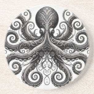 Porta-copos Ornamentado de Octopus Kraken Steampunk Black