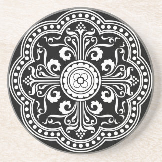 Porta copos ornamentado preto e branco do teste