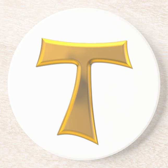 Porta-copos Ouro 3-D Olhar Franciscan Tau Cross (Frente)