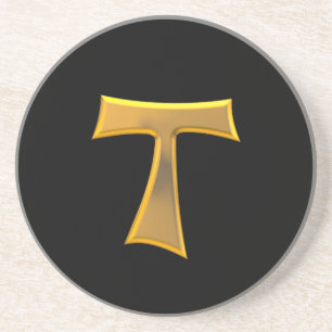Porta-copos Ouro 3-D Olhar Franciscan Tau Cross