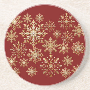 Porta-copos Ouro de Natal e Floco de Neve Vermelho 