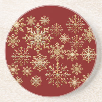 Porta-copos Ouro de Natal e Floco de Neve Vermelho