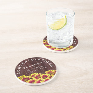 Porta-copos Outono Girassóis sobre Casamento de Cerca de Madei