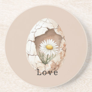 Porta-copos Ovo Floral de Margarida Creme Branco