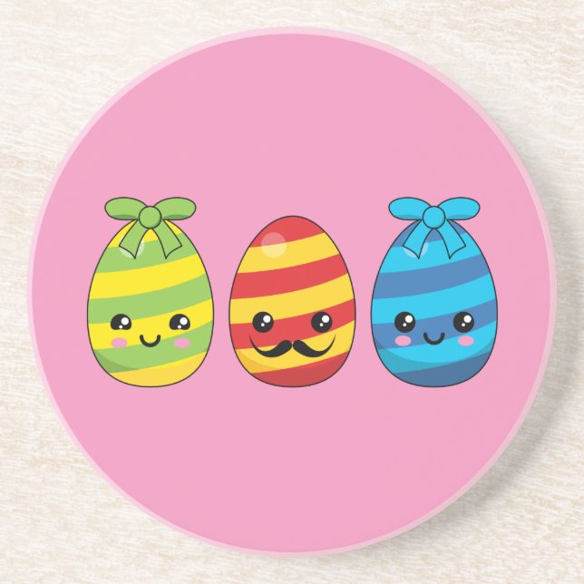 Porta-copos Ovos de Páscoa de Kawaii com fitas (Frente)