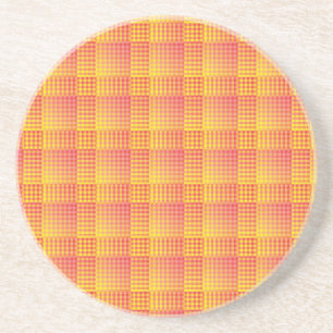 Porta-copos Padrão Abstrato Xadrez Vermelho Amarelo