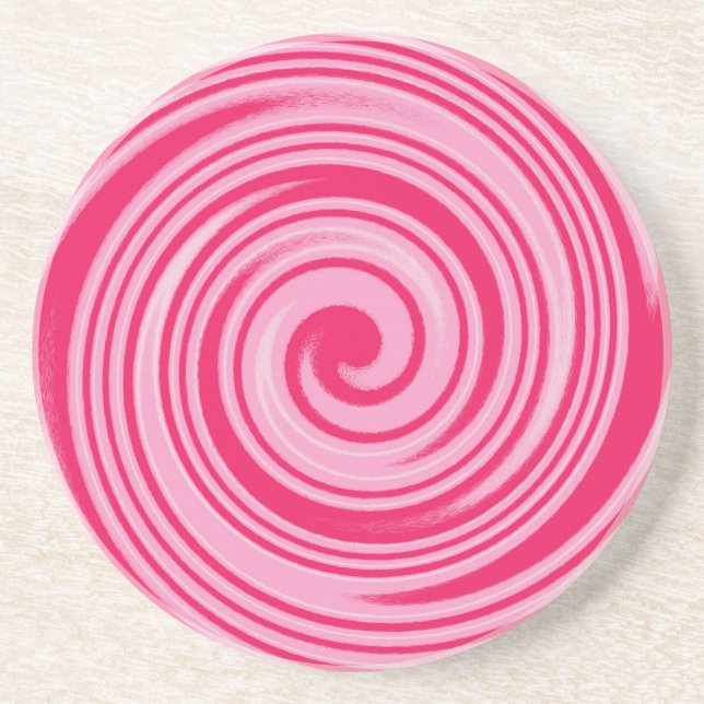 Porta-copos Padrão circular de espiral PInk (Frente)