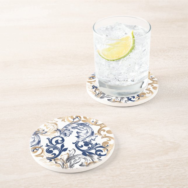 Porta-copos Padrão Clássico Retrô em Estilo Barroco (Lateral)