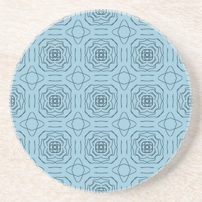 Porta-copos Padrão contínuo de arte de linha geométrica azul e (Frente)