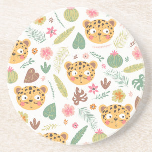 Porta-copos Padrão das plantas tropicais da cabeça-leopardo