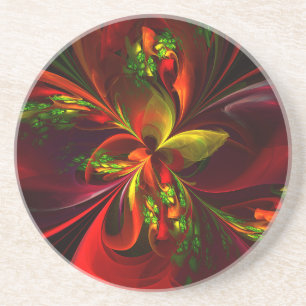 Porta-copos Padrão de Abstrato Floral Verde Moderno #05