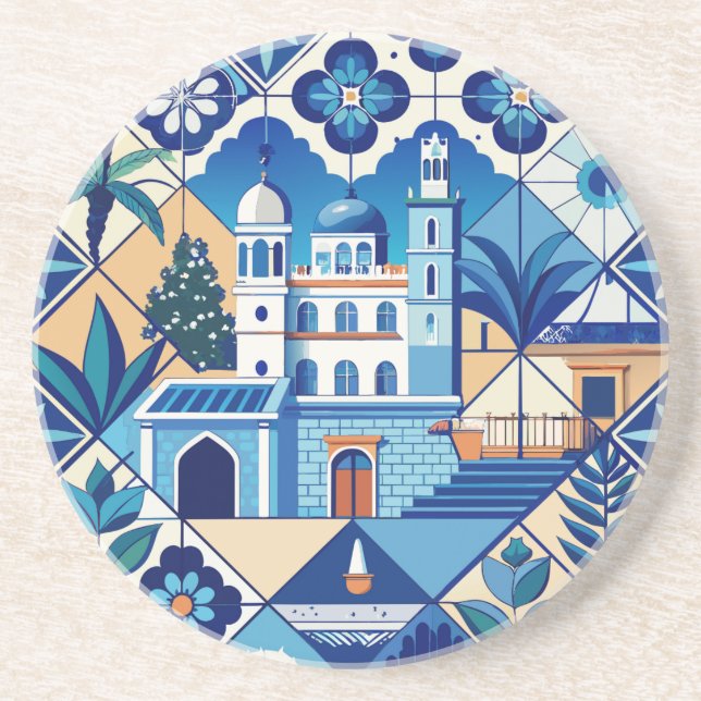 Porta-copos Padrão de Azulejos Azulejo (Frente)