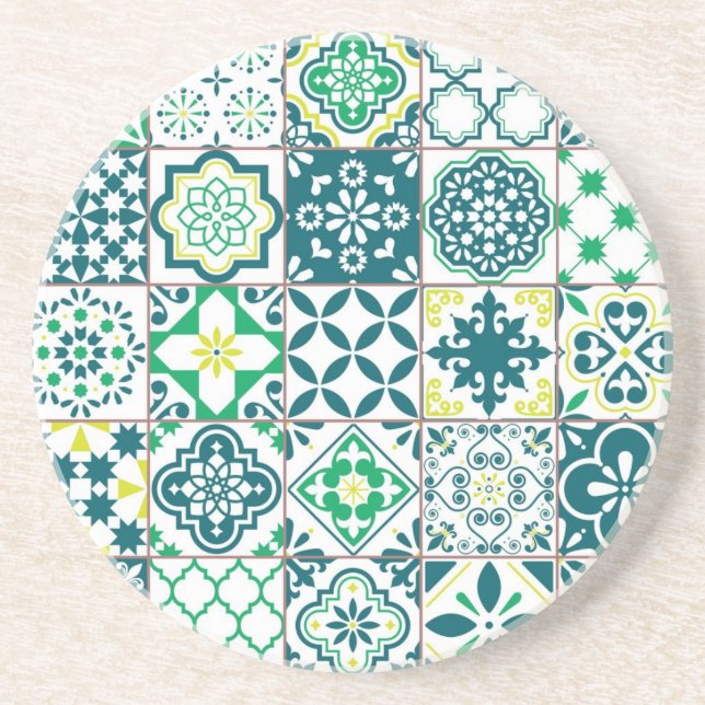 Porta-copos Padrão de azulejos cerâmicos (Frente)