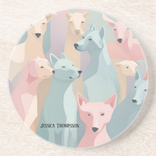 Porta-copos Padrão de Cachorro Pastel Cores Ilustração Minimal