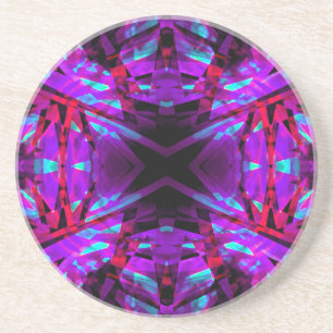 Porta-copos Padrão de caleidoscópio roxo e vermelho
