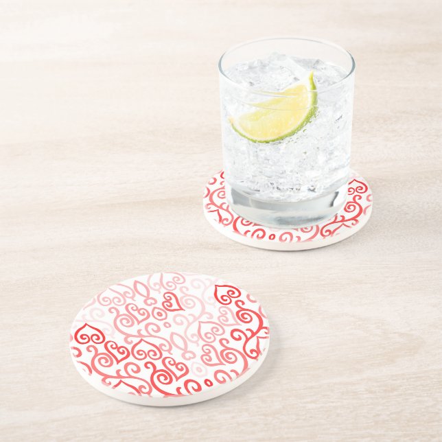 Porta-copos Padrão de Coração Vermelho e Rosa (Lateral)