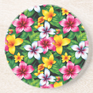 Porta-copos Padrão de Flores e Folhas Multicoloridas-57577